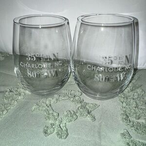 Charlotte NC Latitude Longitude Stemless Wine Glasses Set – QC Coordinates